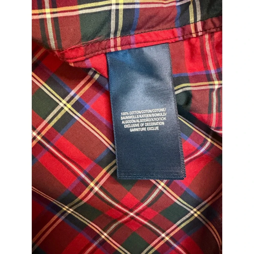 Ralph Lauren Boys XL 18-20 Red Plaid Cotton Button Down Shirt Long Sleeve Tartan